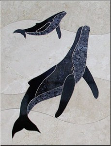 Whale Tile Mural by Makena Tile Murals